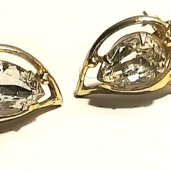 Signed Kramer Large Rhinestone Clip Earrings - Picture 3 of 6